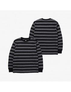 ★BTS着用★LAUL★OVER FIT STRIPE CREWNECK SHIRTS_BLACK BTS | LONG SLEEVE T-SHIRT [BTS LOGO : BLACK]