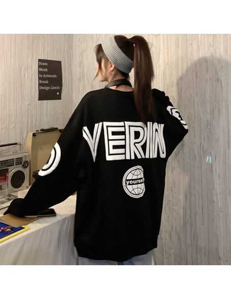 [S522] Yourself Leathering Back Printing Sweatshirt