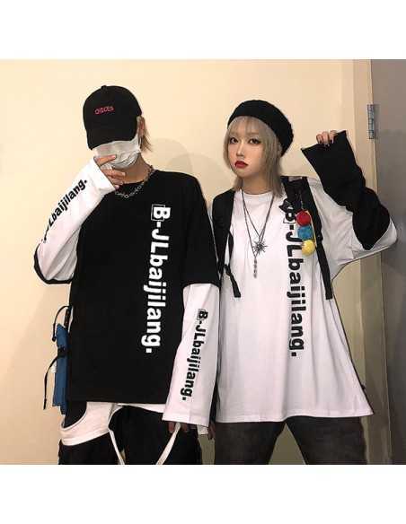 [S548] Leathering Layered Over Fit T-Shirt