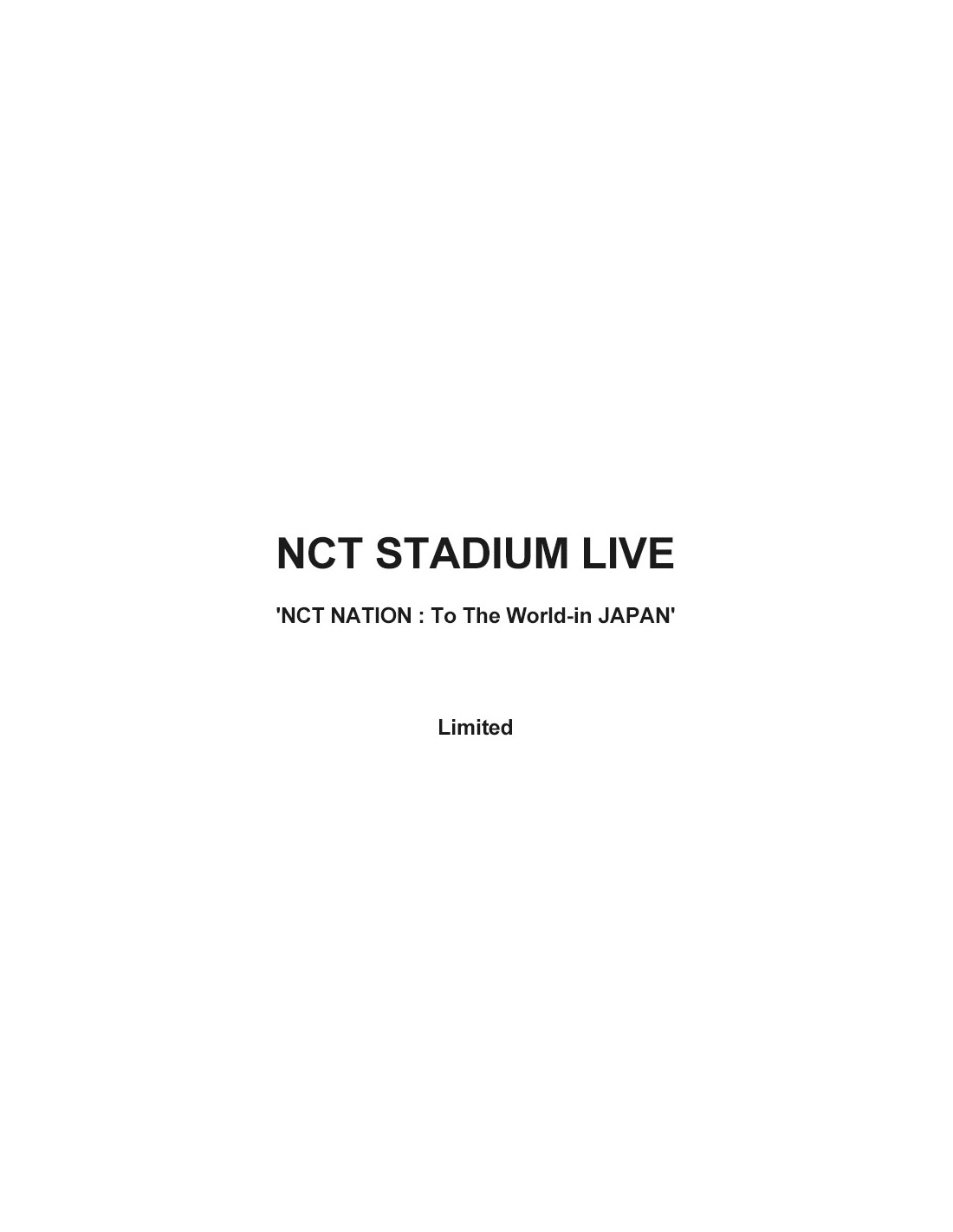 Japanese Edition] NCT STADIUM LIVE 'NCT NATION : To The