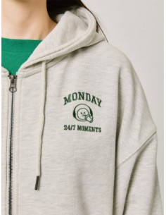 BT21 BASIC Goods - CHIMMY Hoodie Zip-up Melange Oatmeal