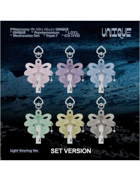 [LIGHT KEYRING][SET] P1Harmony 9th Mini Album - UNIQUE (SET Ver.) 6CD