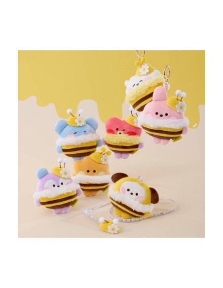 BT21 Honey Bee Goods - minini Plush Tapeline Keyring