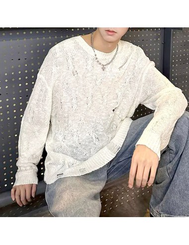 [S569] BRIMS DAMAGE SEE-THROUGH KNIT