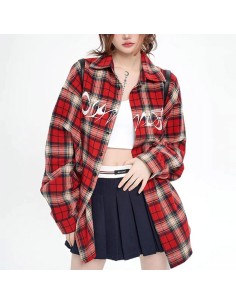 [S583] CINDY TARTAN CHECK SHIRT