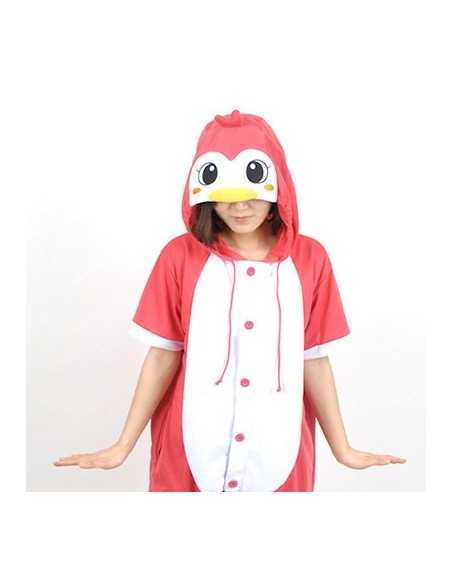 [PJB148] Animal Shorts Sleeve Pajamas - Pink Penguin