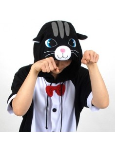 [PJB151]  Animal Shorts Sleeve Pajamas - Black Cat
