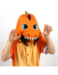 [PJB152] Animal Shorts Sleeve Pajamas - Orange Dinosaur
