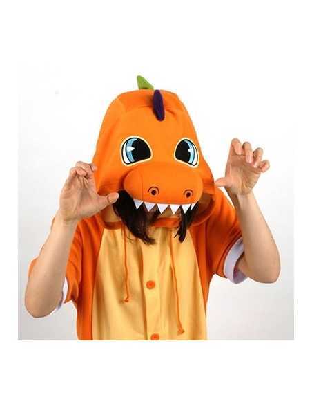 [PJB152] Animal Shorts Sleeve Pajamas - Orange Dinosaur
