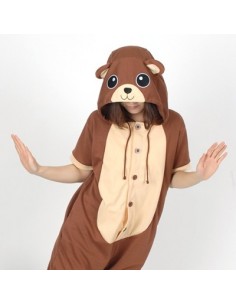 [PJB167] Animal Shorts Sleeve Pajamas - Brown Bear