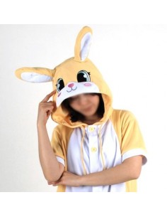 [PJB179] Animal Shorts Sleeve Pajamas -  Yellow rabbit