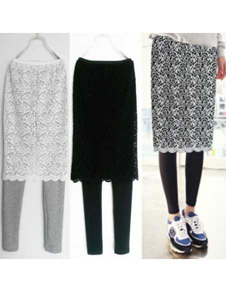 [LP13] Lace Skirt-leggings Banding Pants ( 3colors )