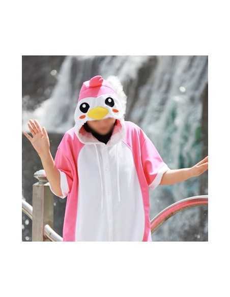 [PJA128] Animal Short Sleeve Pajamas - Pink Penguin