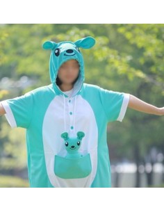 [PJA143] Animal Short Sleeve Pajamas - Sky kangaroo