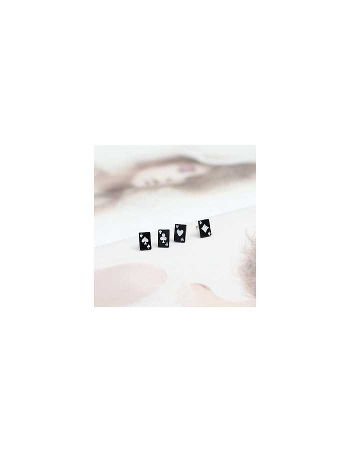 [SJ15] Superjunior LeeTeuk Style Black Poker Earrings