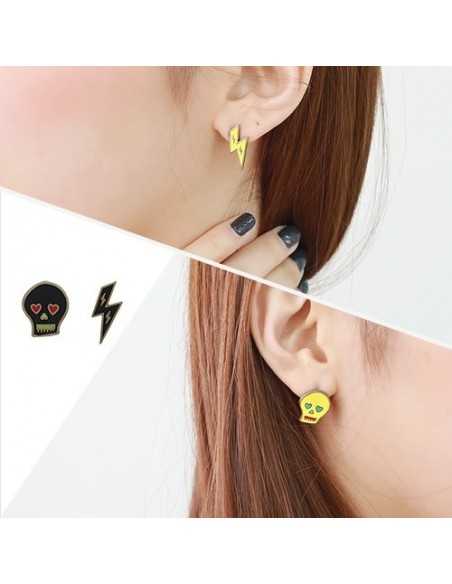 [AS167] Skull Lightning Earring
