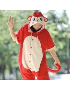 [PJA174] Animal Short Sleeve Pajamas - Red Monkey