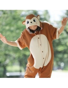 [PJA175] Animal Short Sleeve Pajamas - Brown Monkey