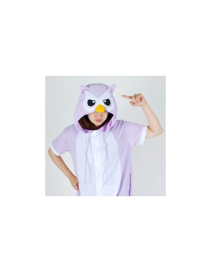 [PJA178] Animal Short Sleeve Pajamas - Purple Owl