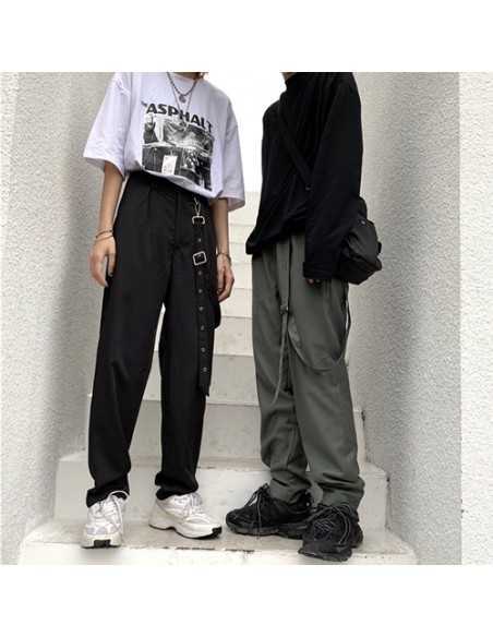 [LP36] Mipod Chain Pants Wide Overalls