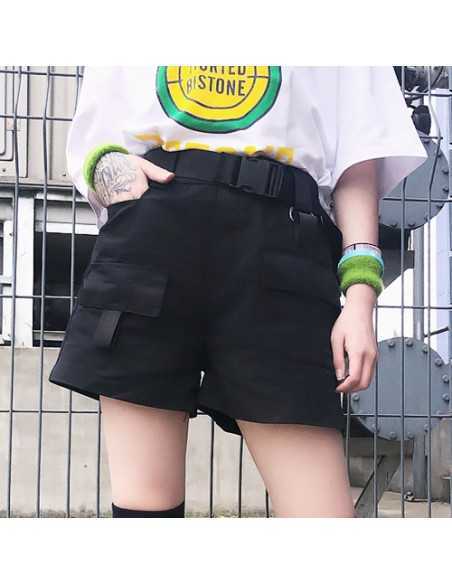 [LP44] Gotic Buckle Belt Shorts