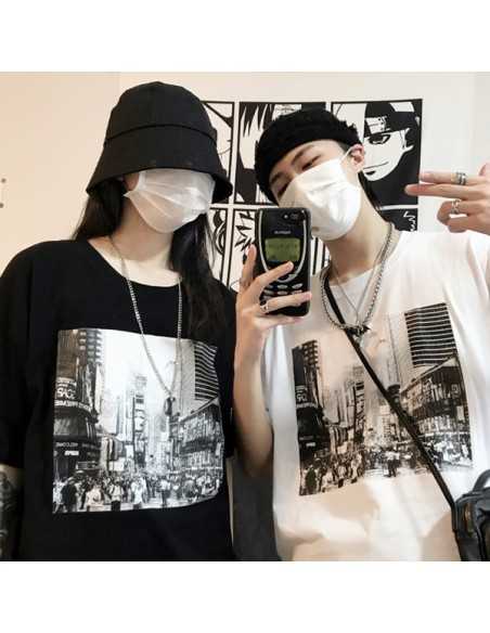 [S434] Towns Street Printing Basic T-Shirt