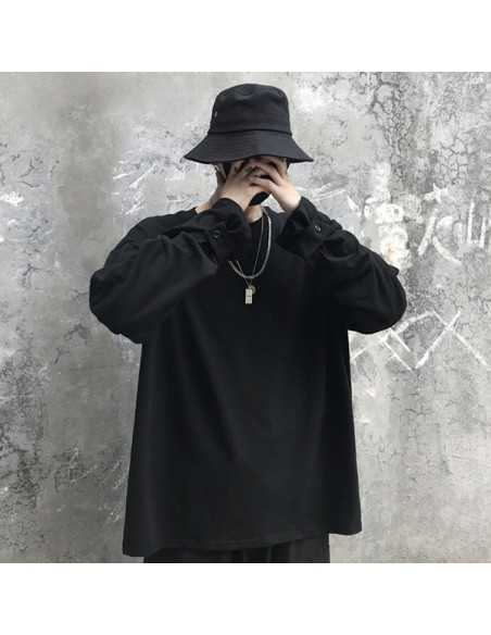 [S448] Sleeve Button Basic T-Shirt